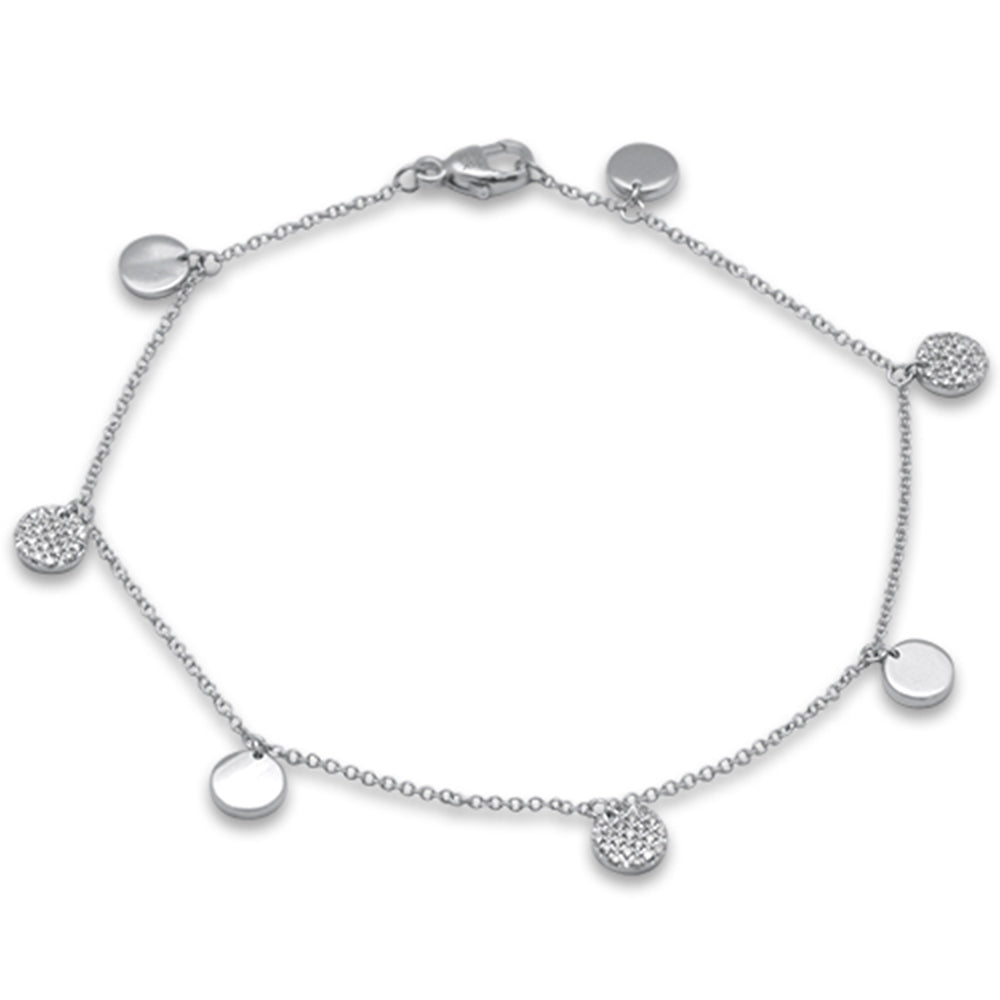 ''SPECIAL!.15ct G SI 14K White GOLD Round Shaped Diamond By The Yard Chain Bracelet 7'''' Long''