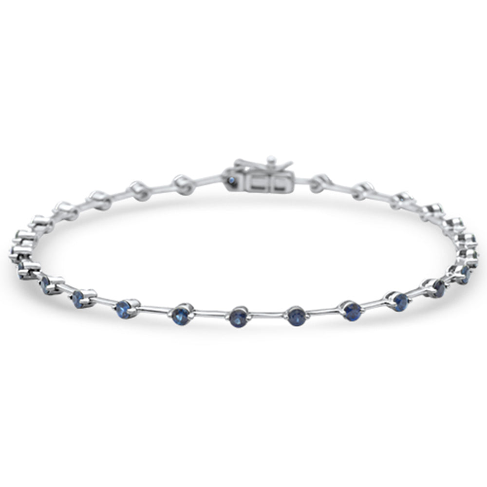 ''SPECIAL!1.14ct G SI 14K White Gold Blue Sapphire Gemstone BRACELET 7'''' Long''