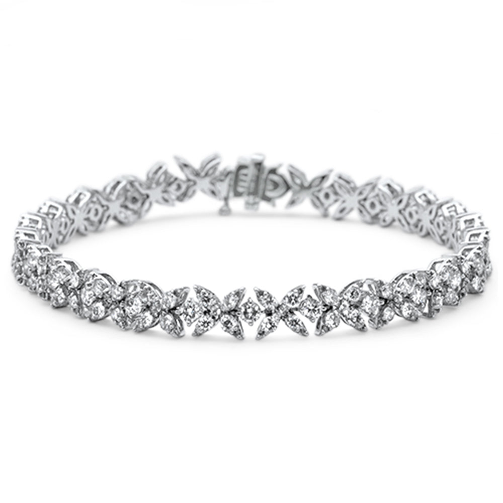 ''SPECIAL!5.04ct G SI 14K White Gold Diamond FLOWER Style Bracelet 7'''' Long''