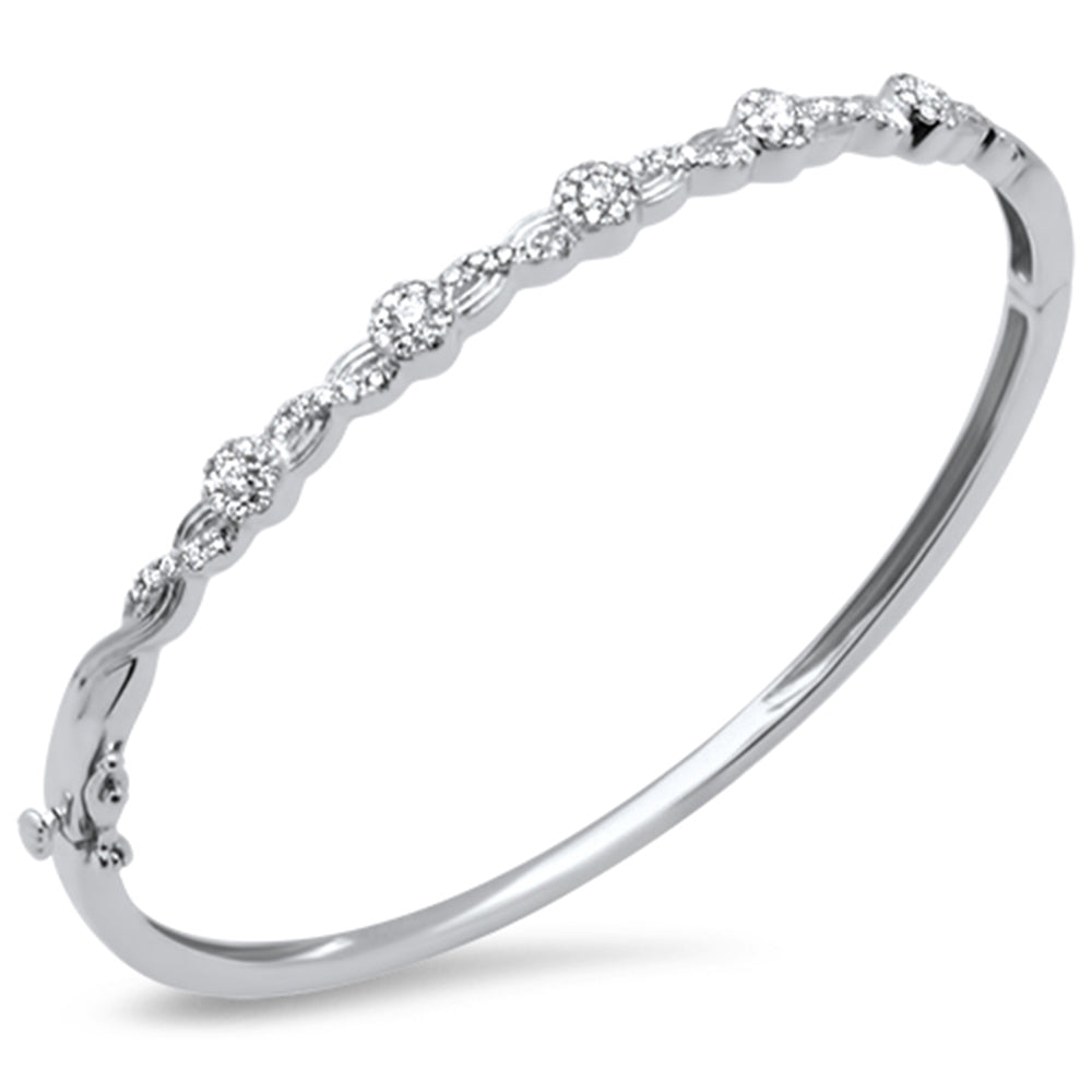 ''SPECIAL!.67ct G SI 14K White Gold Diamond Infinity BANGLE Bracelet''