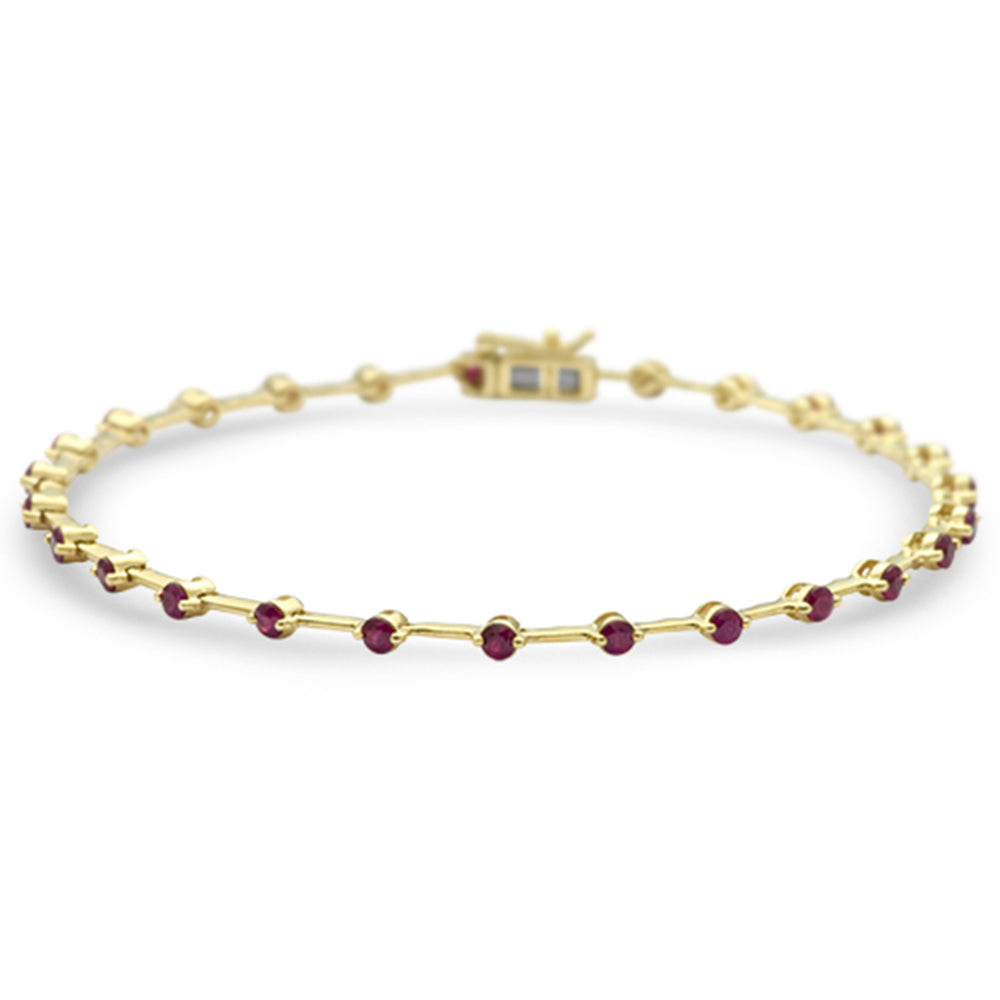 ''SPECIAL!1.48ct G SI 14K Yellow Gold Diamond Ruby Gemstones BRACELET 7'''' Long''