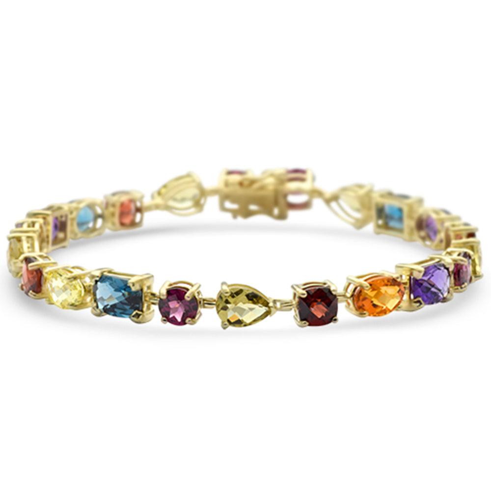 ''SPECIAL!15.25ct G SI 14K Yellow Gold DIAMOND Multi Color Gemstones Bracelet 7'''' Long''