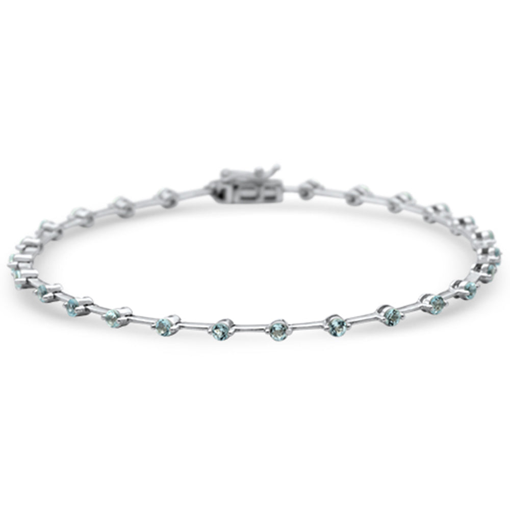 ''SPECIAL! 1.21ct G SI 14K White GOLD Aquamarine Gemstone Bar Bracelet 7'''' Long''