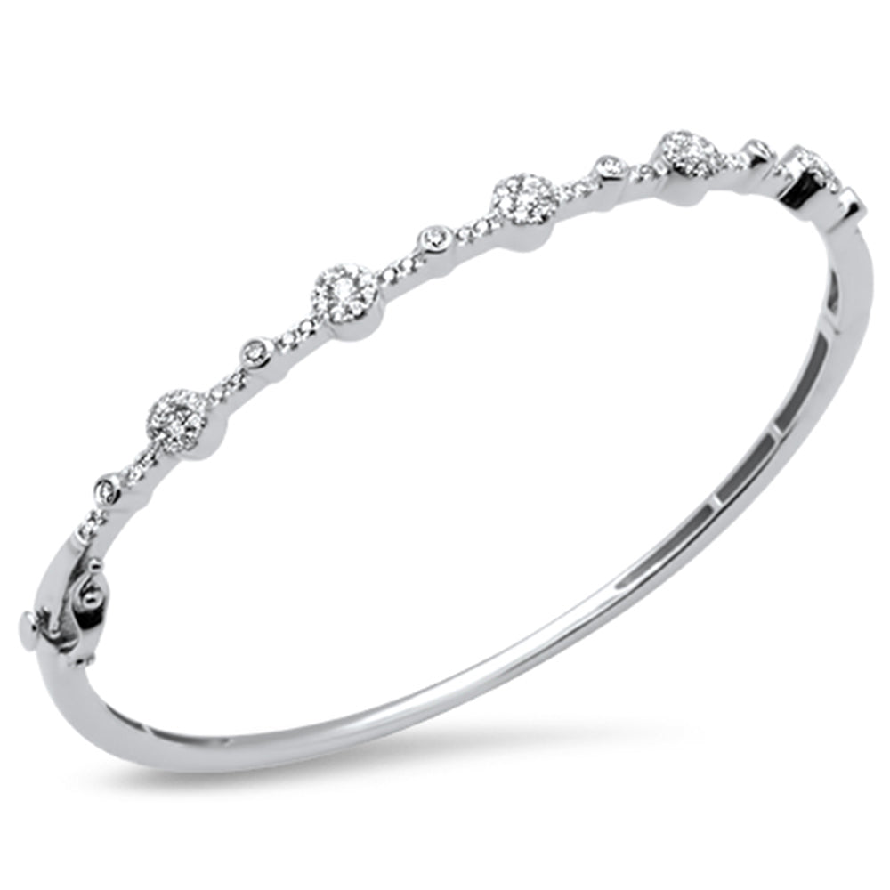 ''SPECIAL! .77ct G SI 14K White Gold Diamond Halo & Bezel BANGLE Bracelet''