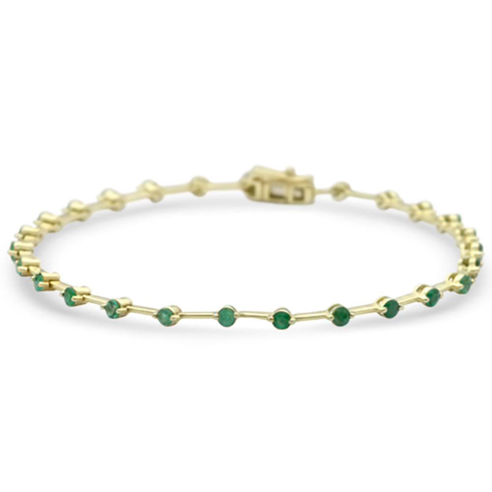 ''SPECIAL! 1.14ct G SI 14K Yellow GOLD Emerald Gemstone Bar Bracelet 7'''' Long''