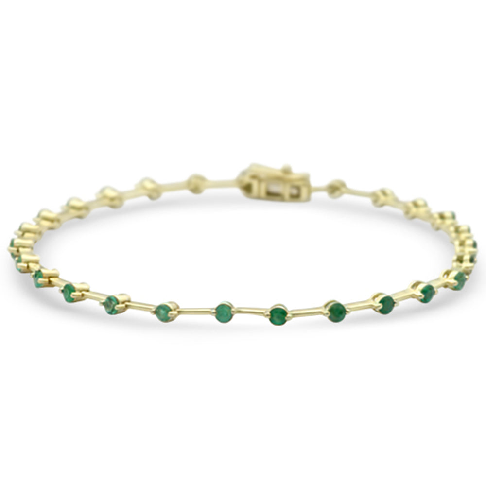 ''SPECIAL! 1.14ct G SI 14K Yellow Gold Emerald Gemstone Bar BRACELET 7'''' Long''