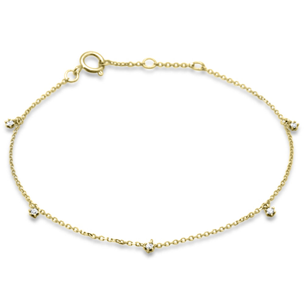 ''.09ct G SI 14K Yellow GOLD Diamond Cable Chain Bracelet 6+1'''' Long''