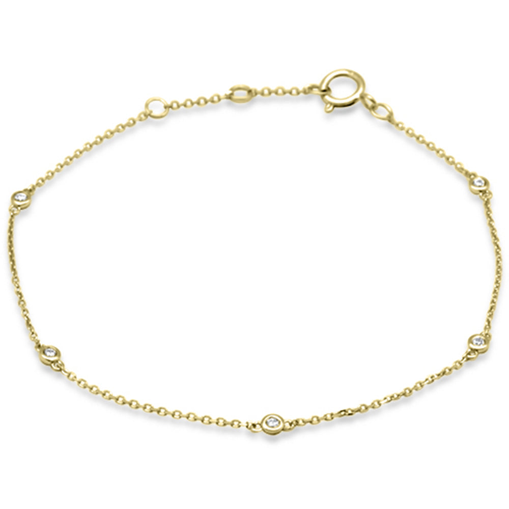''.09ct G SI 14K Yellow Gold DIAMOND Cable Chain Bracelet 6+1'''' Long''