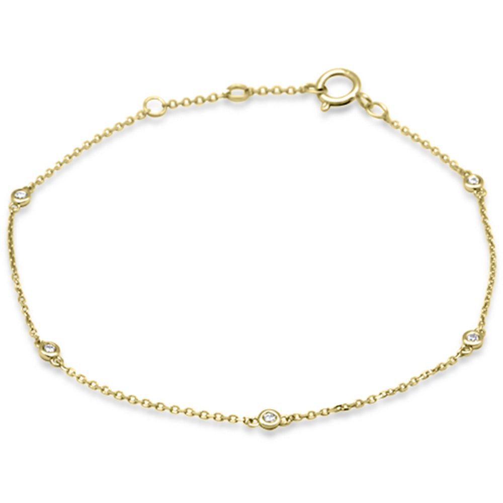 ''.09ct G SI 14K Yellow GOLD Diamond Cable Chain Bracelet 6+1'''' Long''