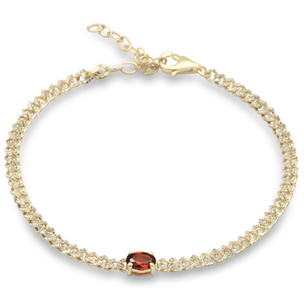 ''SPECIAL!  1.08ct G SI 14K Three Tone Gold DIAMOND & Garnet Gemstone Chain Bracelet 6+1.5'''' Long''