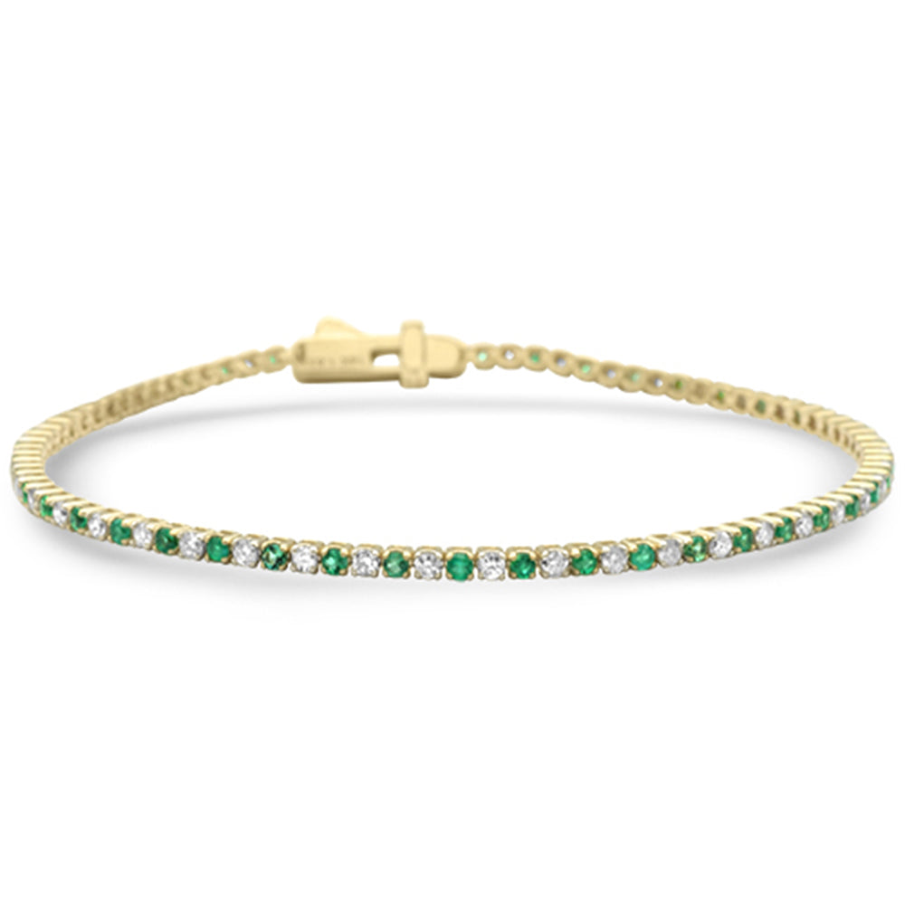 ''SPECIAL!  1.83ct G SI 14K Yellow Gold DIAMOND & Emerald Tennis Bracelet 7'''' Long''