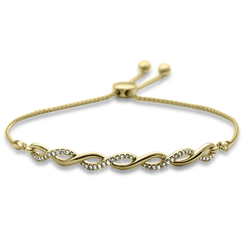 ''SPECIAL! .24ct G SI 14K Yellow Gold DIAMOND Adjustable Bola Bracelet 7.25'''' Long Adjustable''