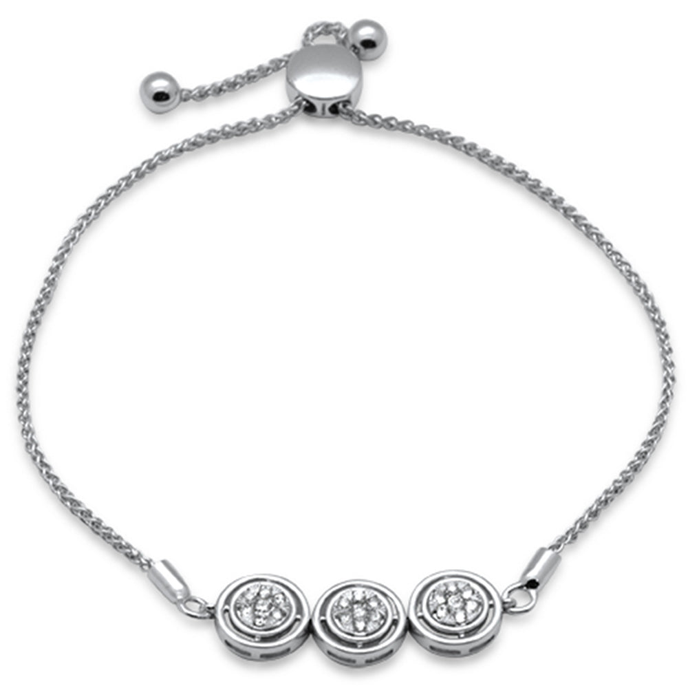 ''SPECIAL! .25ct G SI 14K White Gold DIAMOND Round Shape Adjustable Bola Bracelet 7.25'''' Long Adjusta