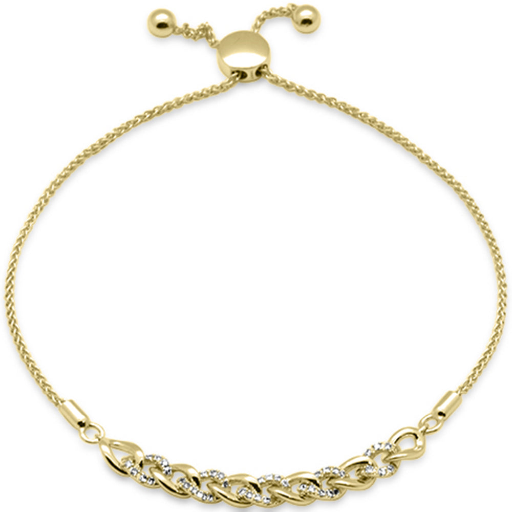 ''SPECIAL! .16ct G SI 14K Yellow Gold DIAMOND Adjustable Bola Bracelet 7.25'''' Long Adjustable''