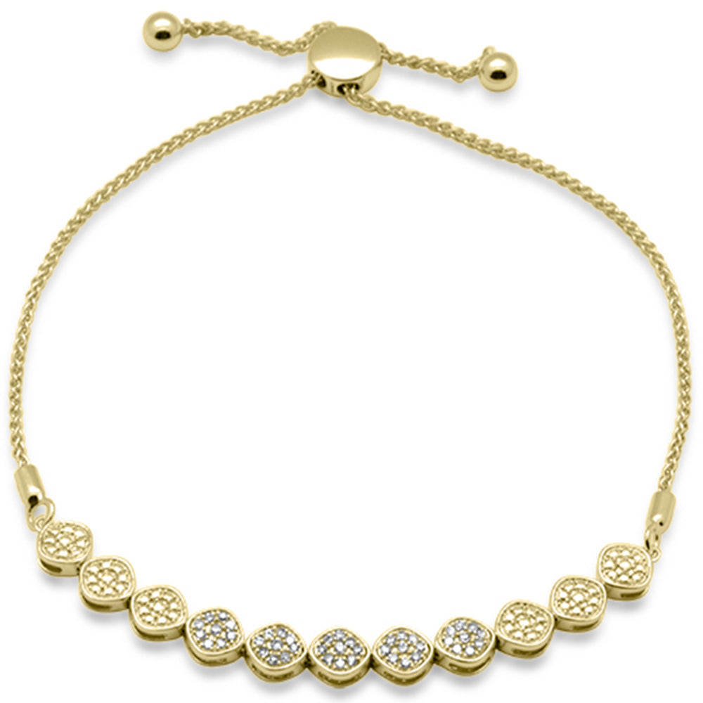 ''SPECIAL! .24ct G SI 14K Yellow Gold DIAMOND Adjustable Bola Bracelet 7.25'''' Long Adjustable''