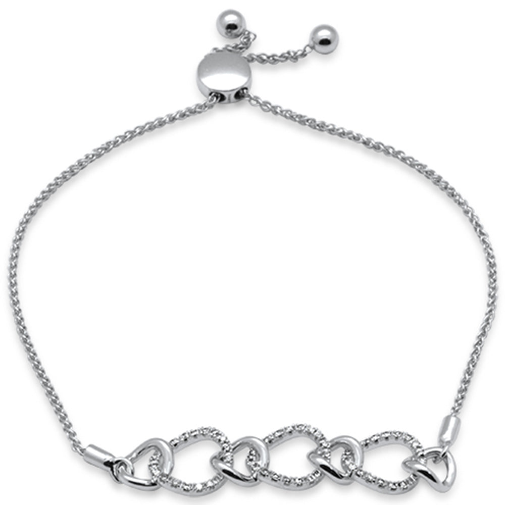 ''SPECIAL! .24ct G SI 14K White Gold DIAMOND Adjustable Bola Bracelet 7.25'''' Long Adjustable''