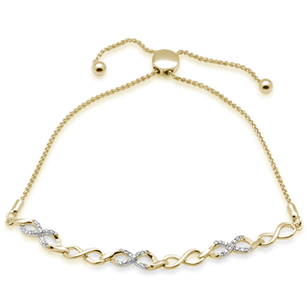 ''SPECIAL! .19ct G SI 14K Yellow Gold DIAMOND Infinity Adjustable Bola Bracelet 7.25'''' Long Adjustabl