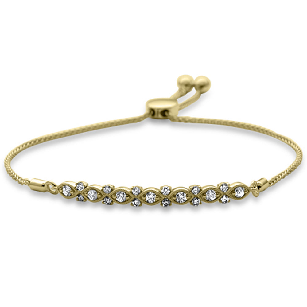 ''SPECIAL! .49ct G SI 14K Yellow Gold DIAMOND Adjustable Bola Bracelet 7'''' Long Adjustable''