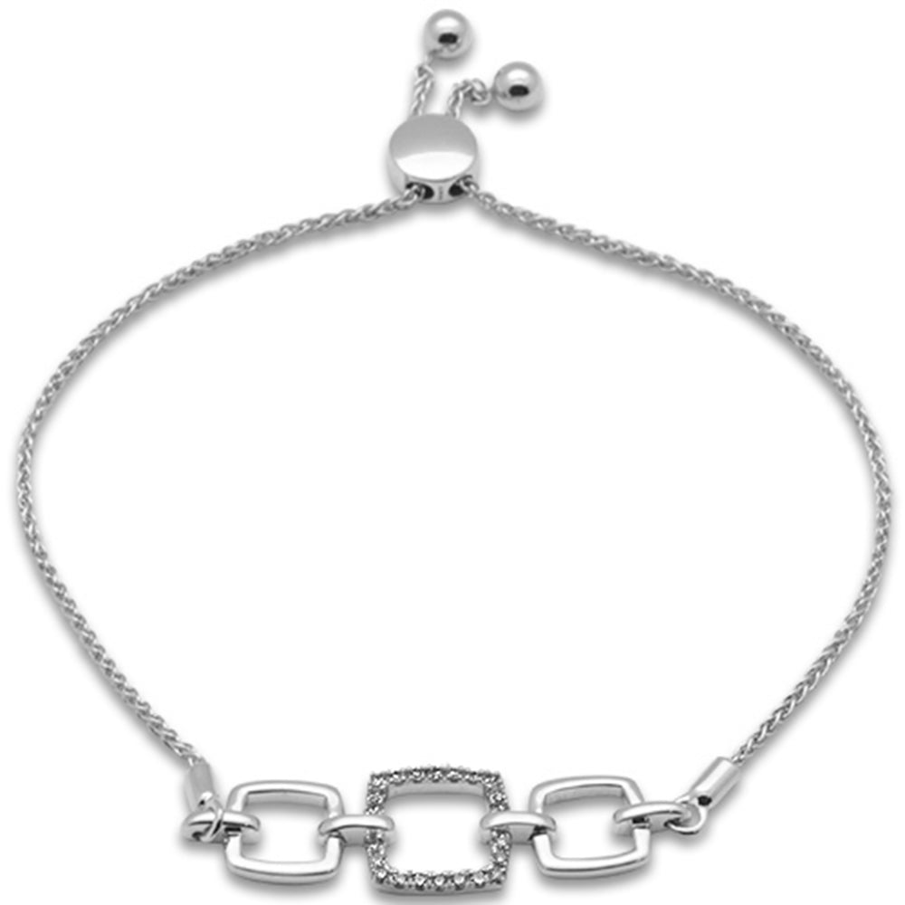 ''SPECIAL! .15ct G SI 14K White Gold DIAMOND Adjustable Bola Bracelet 7.25'''' Long Adjustable''