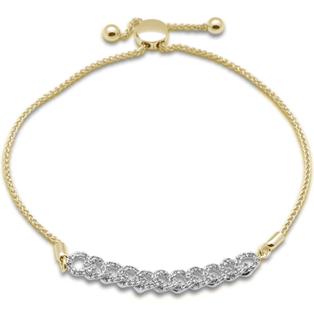 ''SPECIAL! .47ct G SI 14K Yellow Gold DIAMOND Cuban Style Adjustable Bola Bracelet 7.25'''' Long Adjust