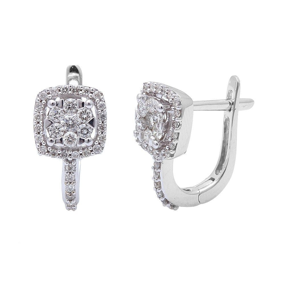 ''SPECIAL!.50ct Princess Shaped Diamond HOOP EARRINGS 14kt White Gold''