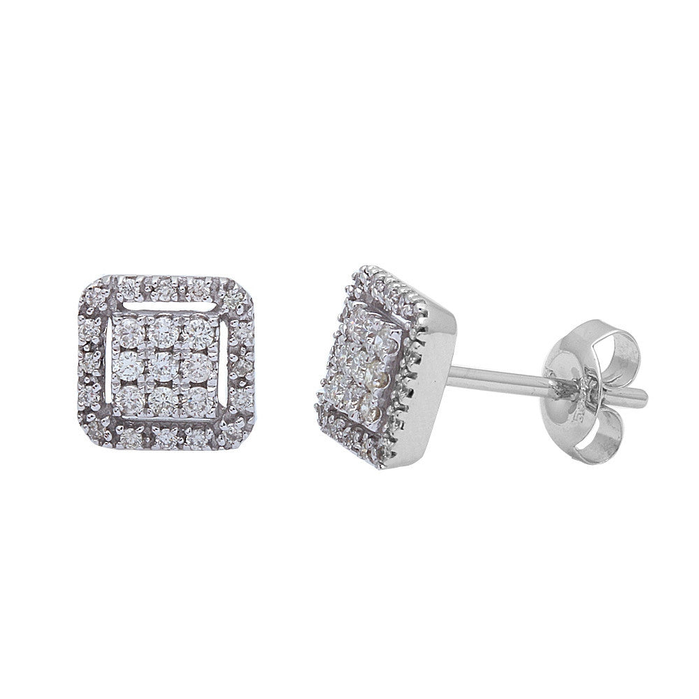 .25ct Round DIAMOND Princess Shape Stud Earrings 14kt White gold