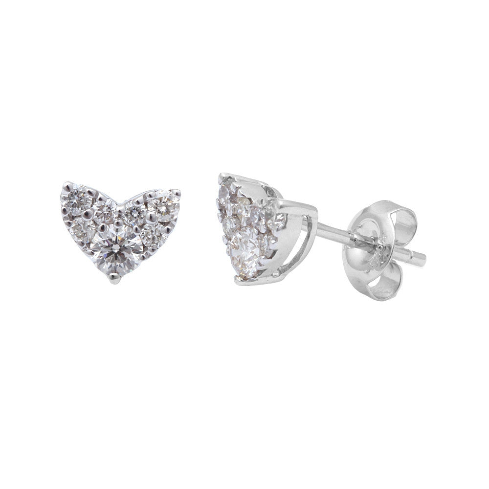 ''SPECIAL! .29ct Heart Cut Shape DIAMOND Solitaire Stud Earrings 14kt White gold''