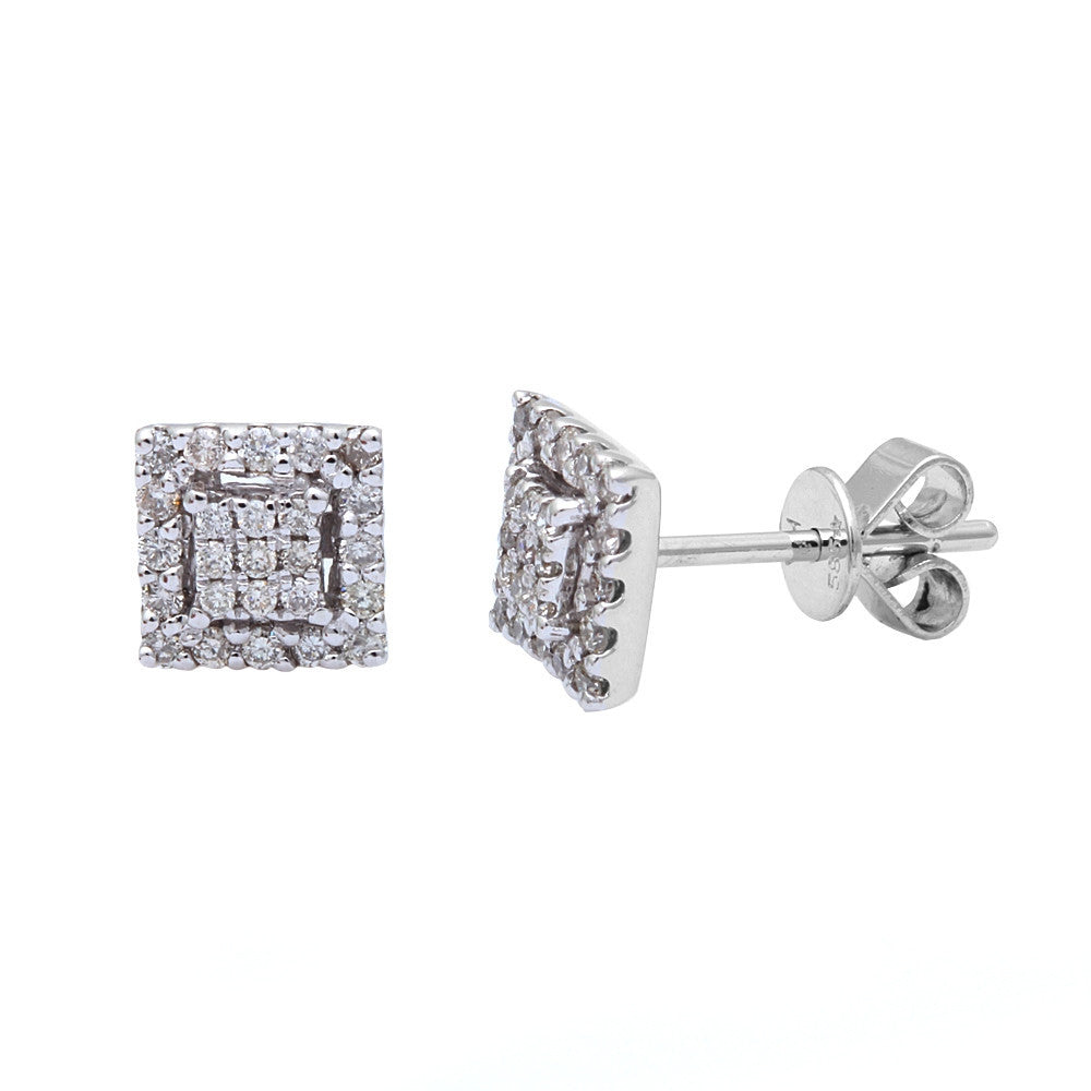 ''SPECIAL! .27ct Princess Shape Diamond Solitaire Stud EARRINGS 14kt White gold''