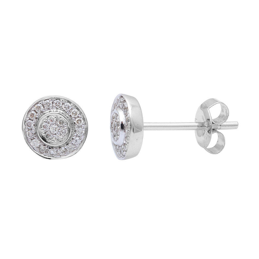 .13ct Round DIAMOND Solitaire Stud Earrings 14kt White gold