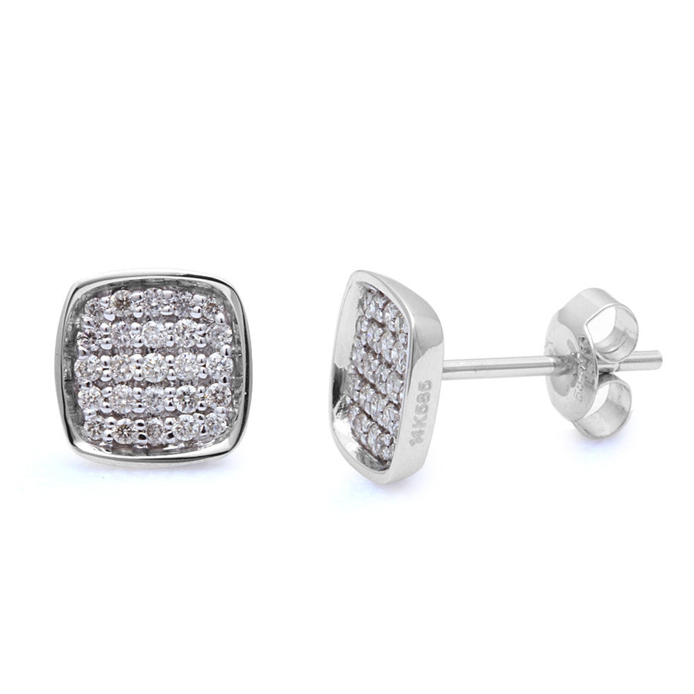 ''SPECIAL! .29ct Princess Shape Diamond Solitaire Stud EARRINGS 14kt White gold''