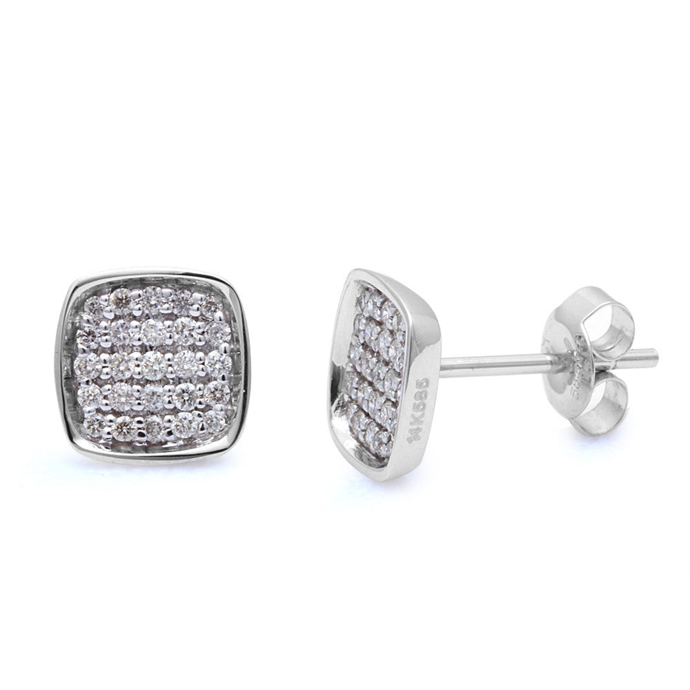''SPECIAL! .29ct Princess Shape Diamond Solitaire Stud Earrings 14kt White GOLD''