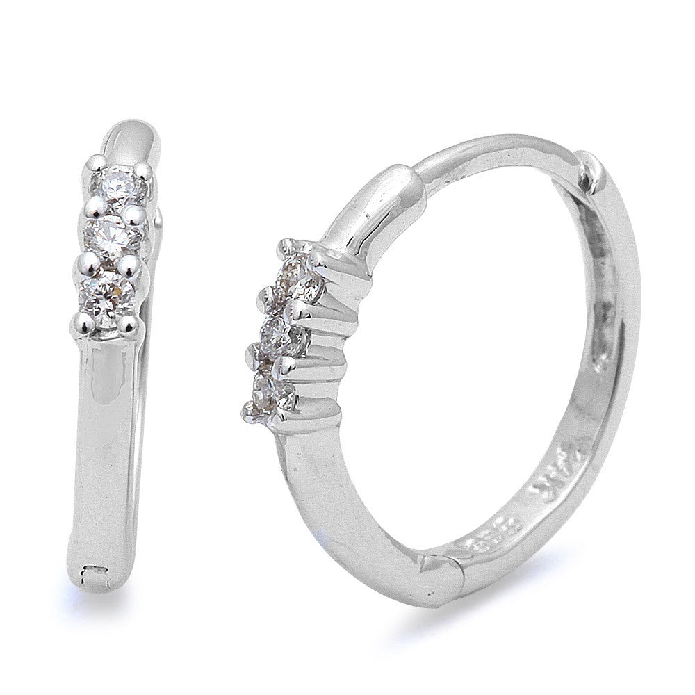 .06cts Round Diamond HOOP EARRINGS 14kt White Gold