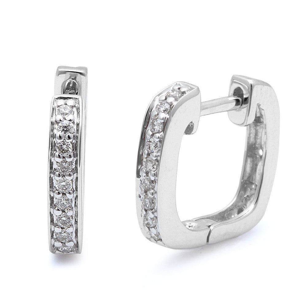 .12ct Round DIAMOND Pave Set Hoop Huggie Earrings Solid 14kt White Gold