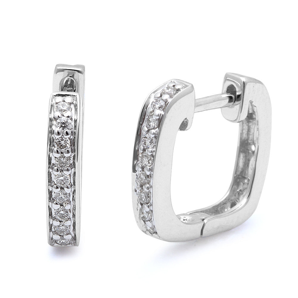 .12ct Round Diamond Pave Set Hoop Huggie EARRINGS Solid 14kt White Gold