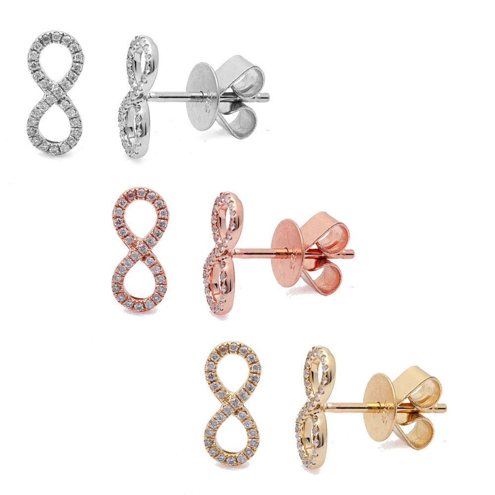 ''.11ct Diamond Infinity Sign EARRINGS available in 14kt White, Rose Yellow Gold''