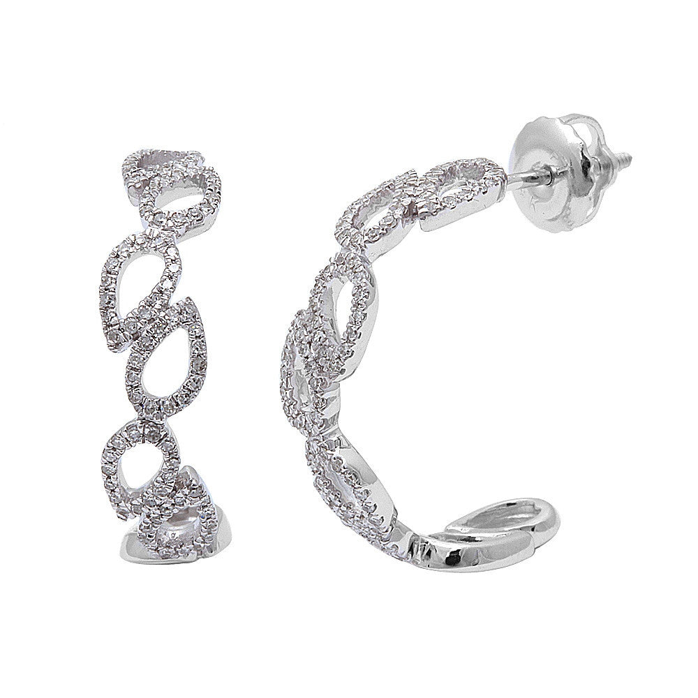 ''SPECIAL! .24ct 14kt White gold F SI Hoop Huggie Style Tear Drop Shaped Diamond EARRINGS''