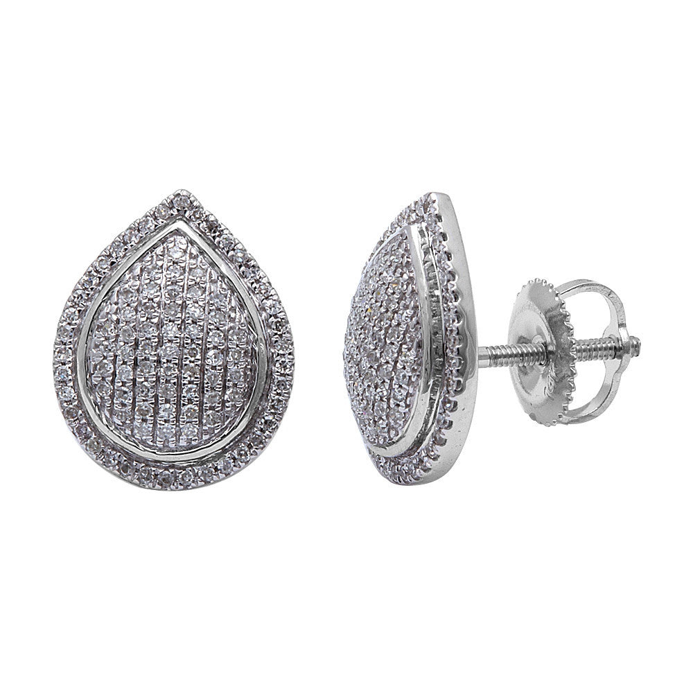 .26CT 14kt White gold Pear Shaped Tear Drop Pave Set DIAMOND Stud Earrings