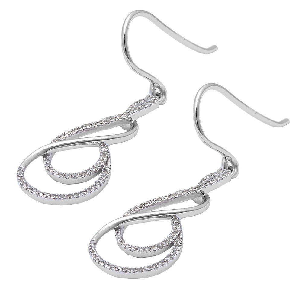 .20CT 14kt White gold F SI Modern Swirl DANGLE Diamond Earrings