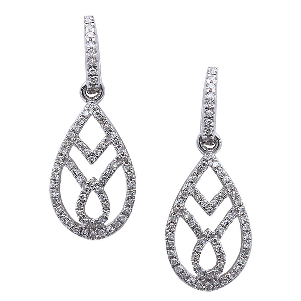 .20ct 14kt White gold Modern Tear Drop DANGLE Diamond Earrings
