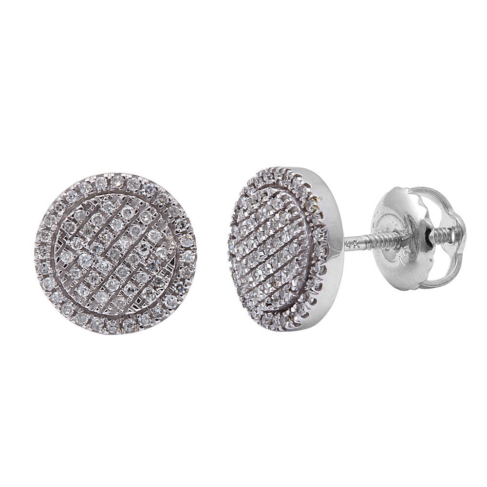 .18CT 14kt White gold Round Shaped Pave Set DIAMOND Stud Earrings