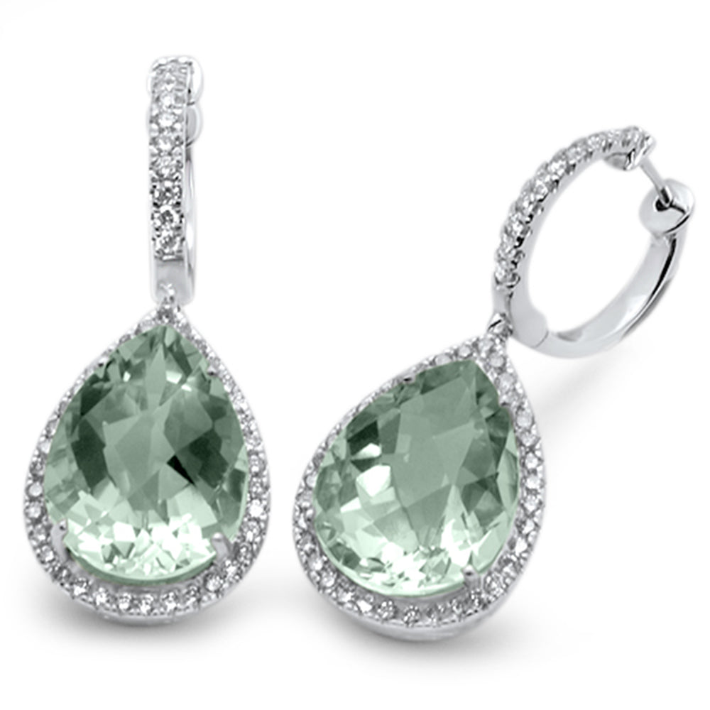 GEMSTONE CLOSEOUT  7.29ct F SI 14KT White Gold Diamond & Green AMETHYST Natural Gemstone Earrings