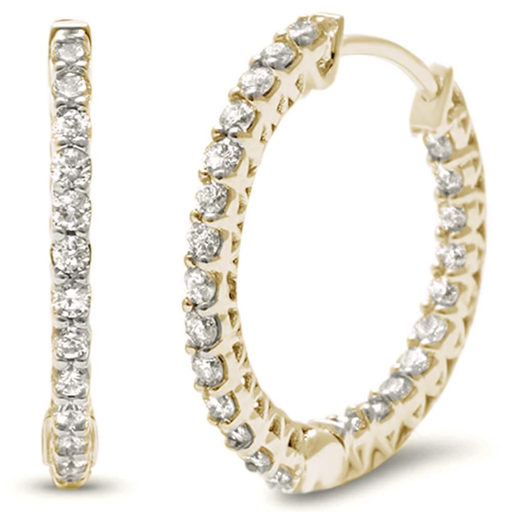 ''SPECIAL!.47ct 10k Yellow GOLD Diamond Hoop Huggie Eternity Earrings''
