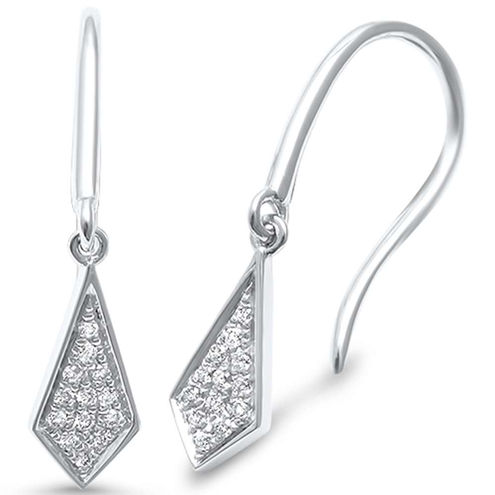 .08ct G SI 14kt White Gold Modern DIAMOND Drop Dangle Earrings