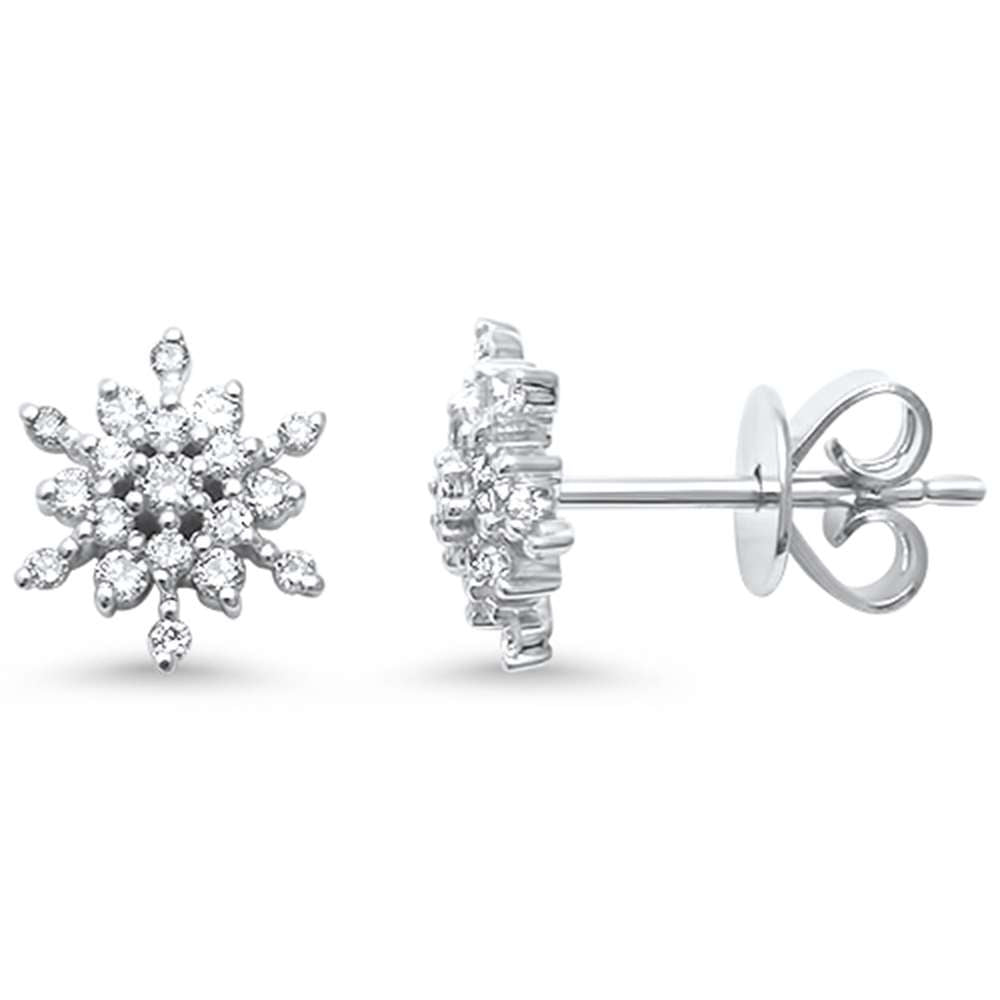 .24ct G SI 14kt White Gold Snowflake DIAMOND Stud Earrings