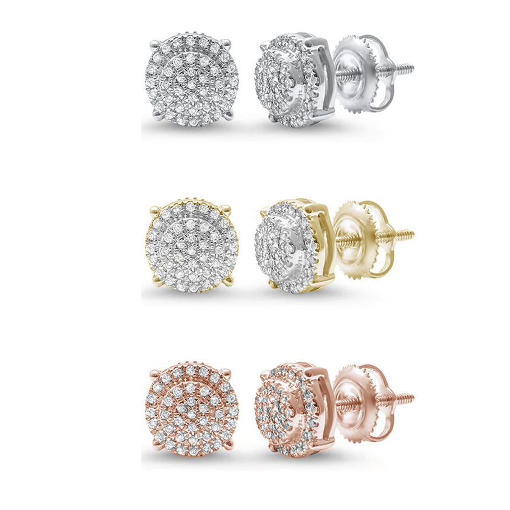 DIAMOND CLOSEOUT! .16ct G SI 10kt Gold Round Diamond Cluster Stud Earrings 3 METAL Colors Available