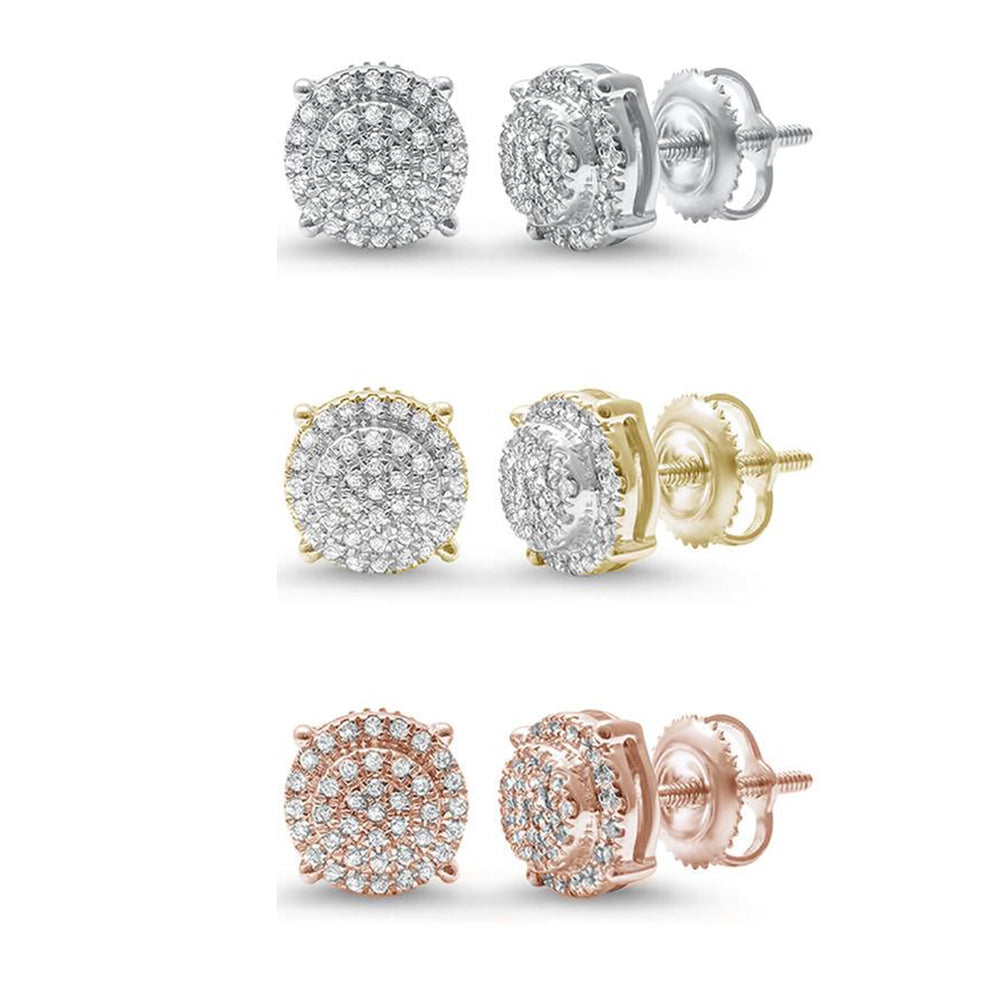 ''SPECIAL!.16ct G SI 10kt Gold Round DIAMOND Cluster Stud Earrings 3 Metal Colors Available''