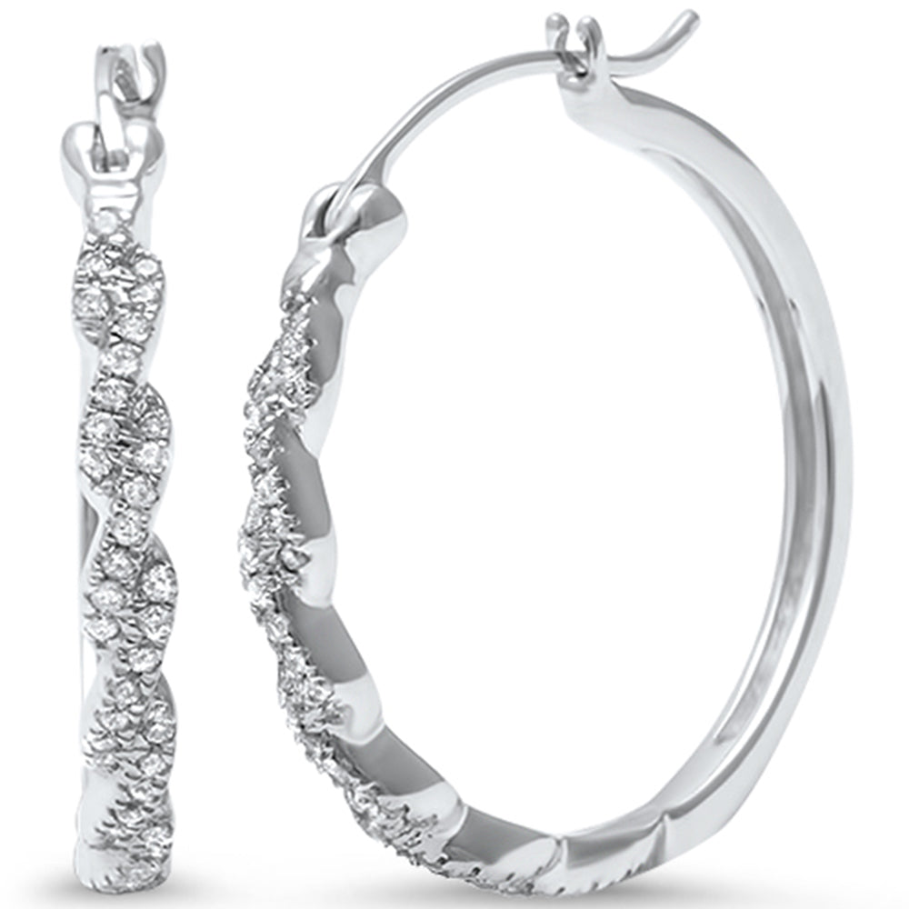 ''SPECIAL! .22ct 14k Round Diamond Twisted Infinity HOOP EARRINGS''