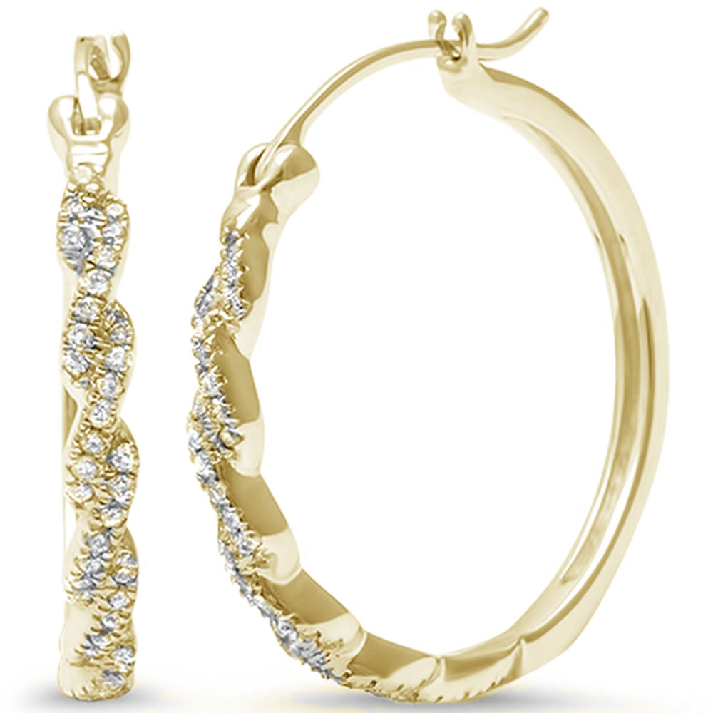 ''SPECIAL! .21ct 14k Yellow Gold Twisted Prong Diamond HOOP EARRINGS''