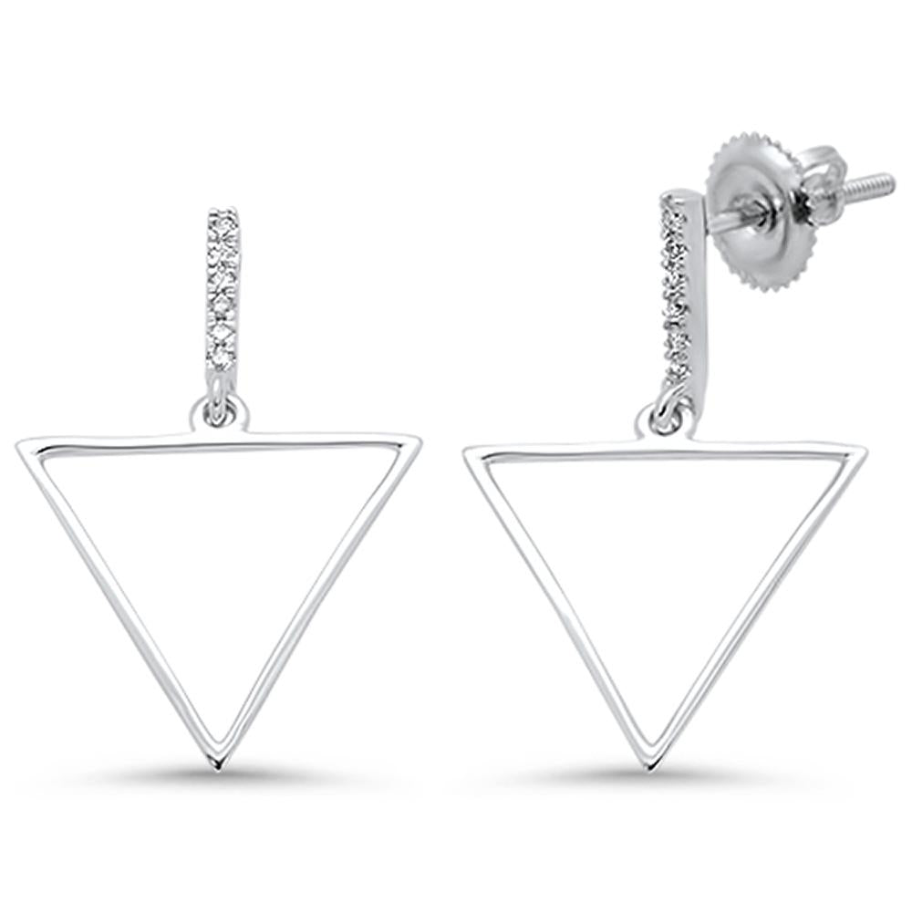 .06ct 14k White Gold DIAMOND Trendy Triangle Earrings