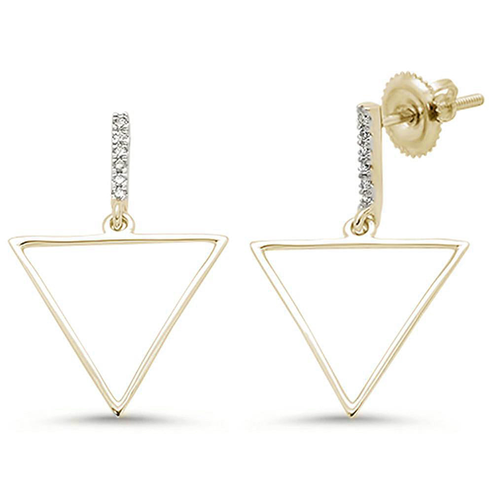 .06ct 14k Yellow GOLD Modern Triangle Diamond Earrings